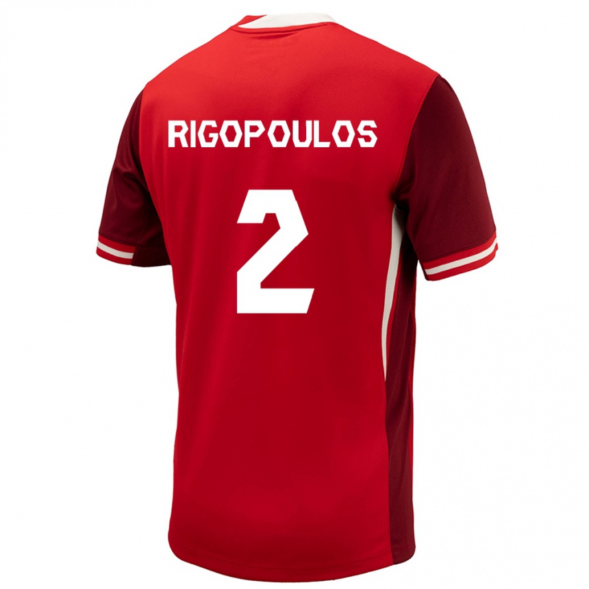 Men Football Canada Theo Rigopoulos #2 Red Home Jersey 24-26 T-Shirt Uk