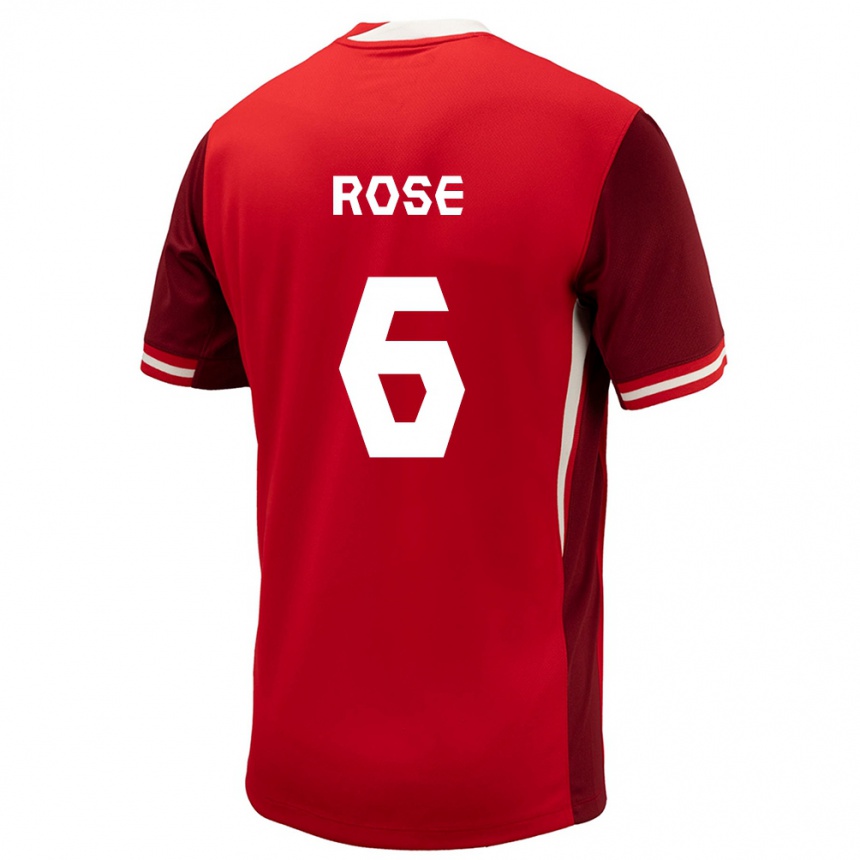 Men Football Canada Deanne Rose #6 Red Home Jersey 24-26 T-Shirt Uk