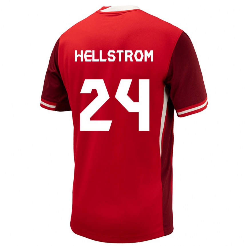 Men Football Canada Jenna Hellstrom #24 Red Home Jersey 24-26 T-Shirt Uk