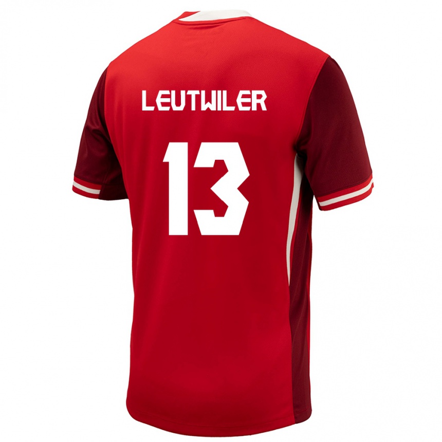 Men Football Canada Jayson Leutwiler #13 Red Home Jersey 24-26 T-Shirt Uk