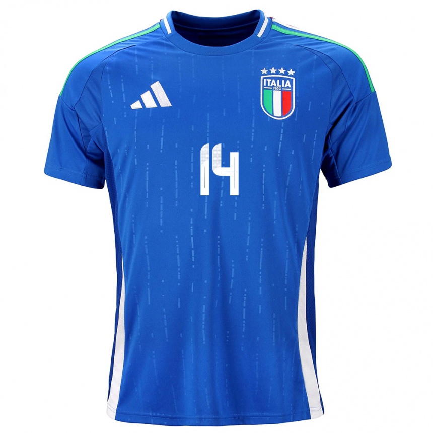 Men Football Italy Federico Chiesa #14 Blue Home Jersey 24-26 T-Shirt Uk