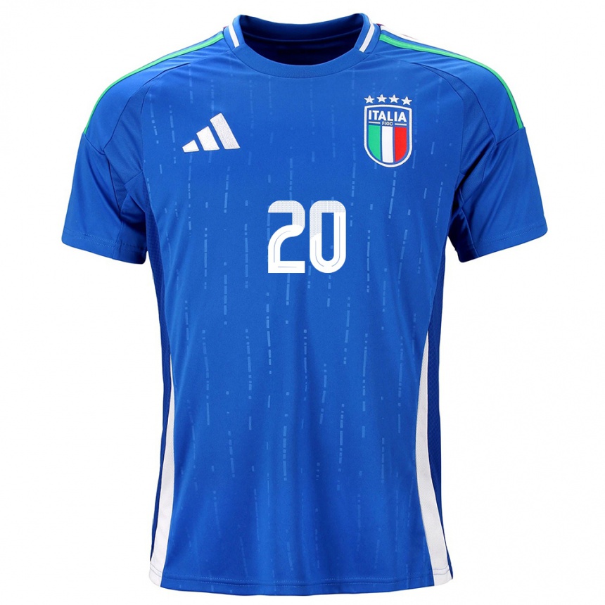 Men Football Italy Nicolò Zaniolo #20 Blue Home Jersey 24-26 T-Shirt Uk