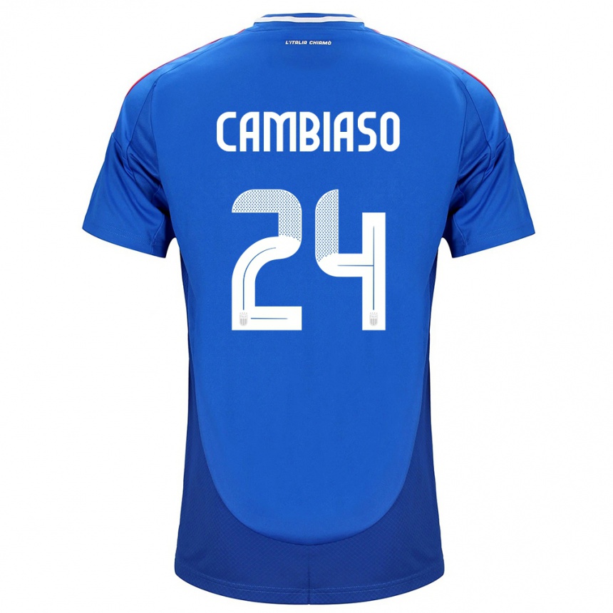 Men Football Italy Andrea Cambiaso #24 Blue Home Jersey 24-26 T-Shirt Uk