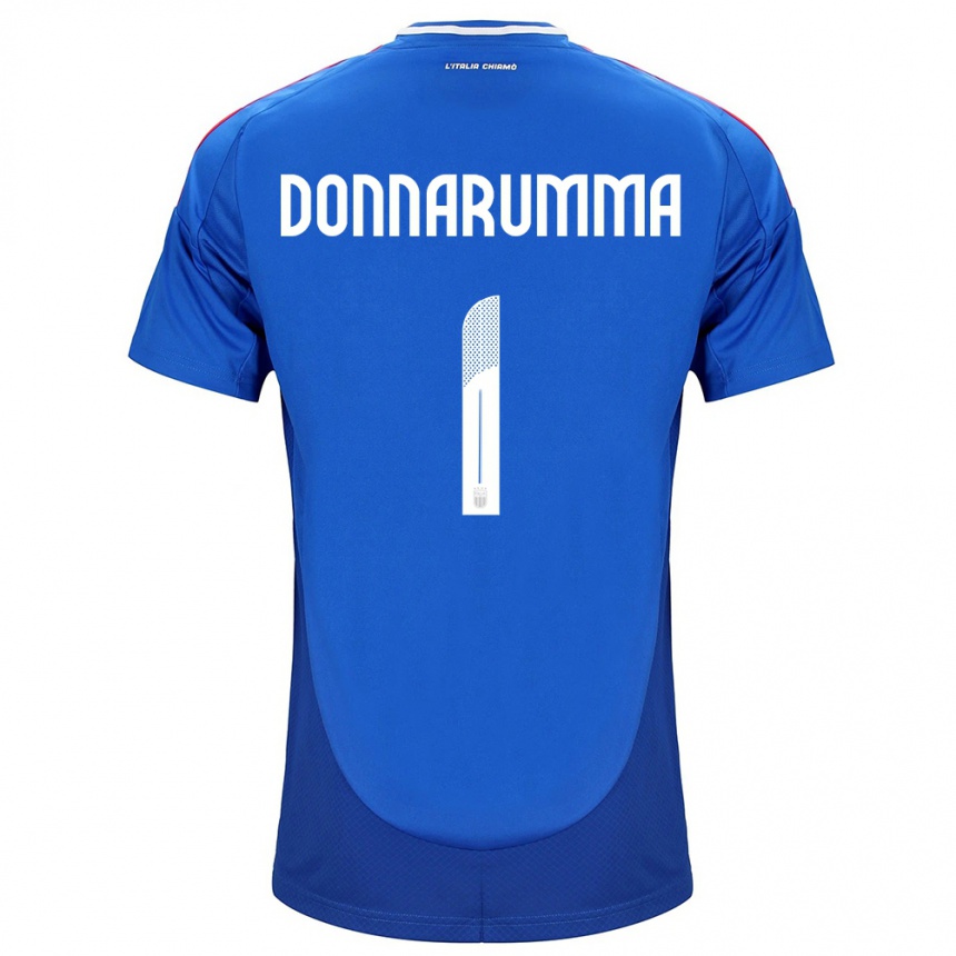 Men Football Italy Gianluigi Donnarumma #1 Blue Home Jersey 24-26 T-Shirt Uk