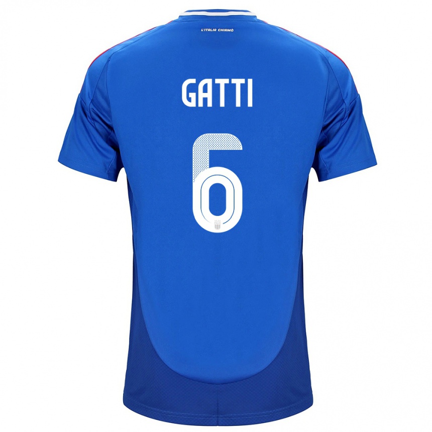 Men Football Italy Federico Gatti #6 Blue Home Jersey 24-26 T-Shirt Uk