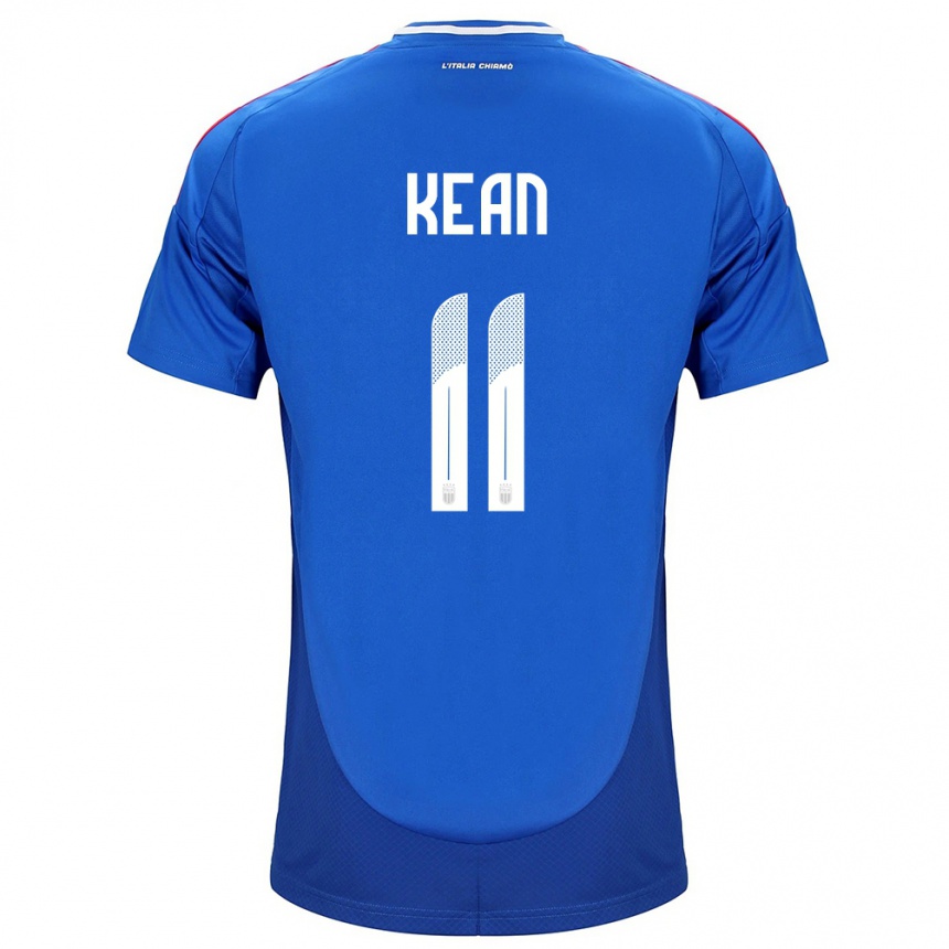 Men Football Italy Moise Kean #11 Blue Home Jersey 24-26 T-Shirt Uk