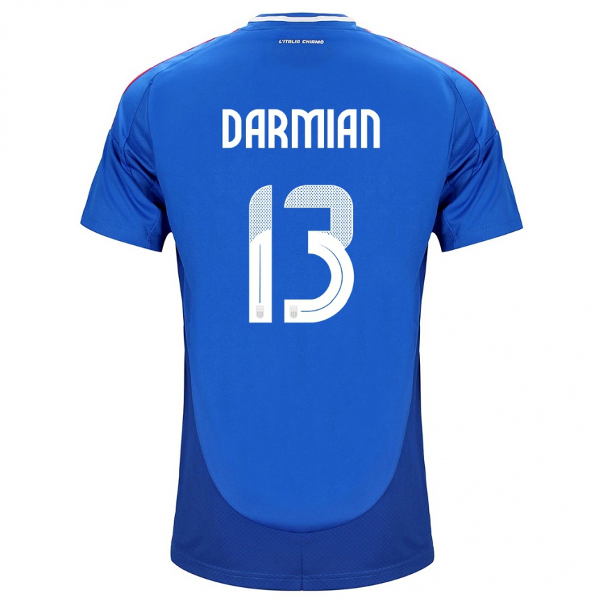 Men Football Italy Matteo Darmian #13 Blue Home Jersey 24-26 T-Shirt Uk