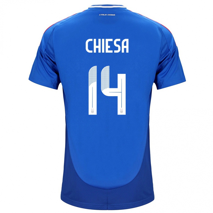 Men Football Italy Federico Chiesa #14 Blue Home Jersey 24-26 T-Shirt Uk