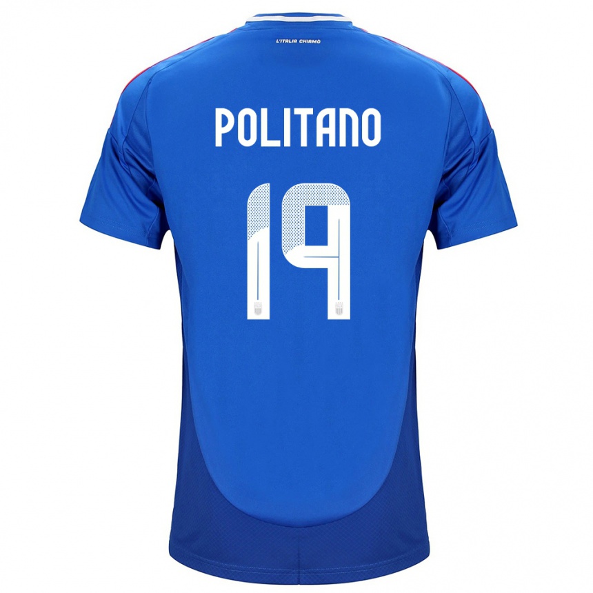 Men Football Italy Matteo Politano #19 Blue Home Jersey 24-26 T-Shirt Uk