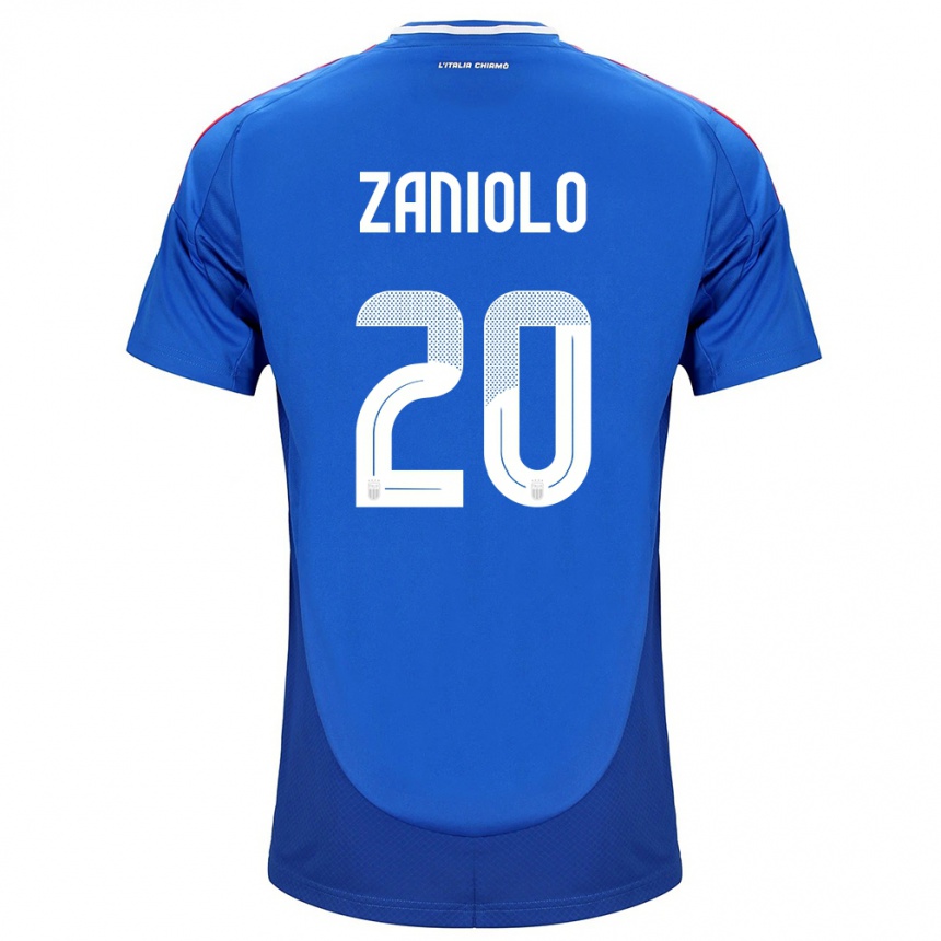 Men Football Italy Nicolò Zaniolo #20 Blue Home Jersey 24-26 T-Shirt Uk