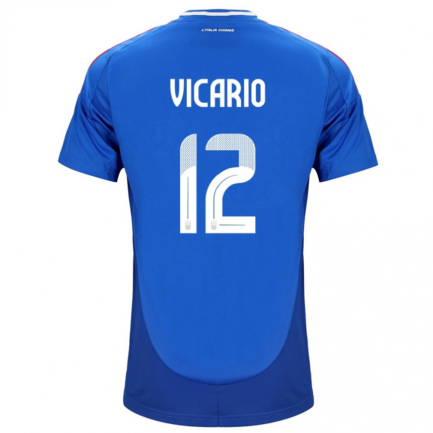 Men Football Italy Guglielmo Vicario #12 Blue Home Jersey 24-26 T-Shirt Uk