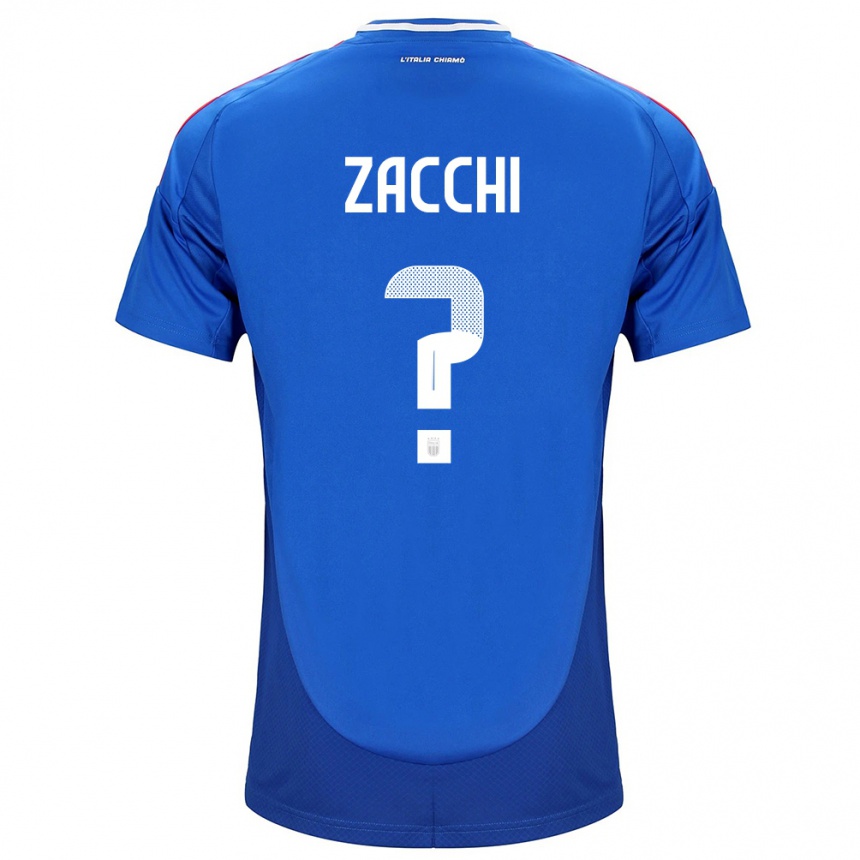 Men Football Italy Gioele Zacchi #0 Blue Home Jersey 24-26 T-Shirt Uk