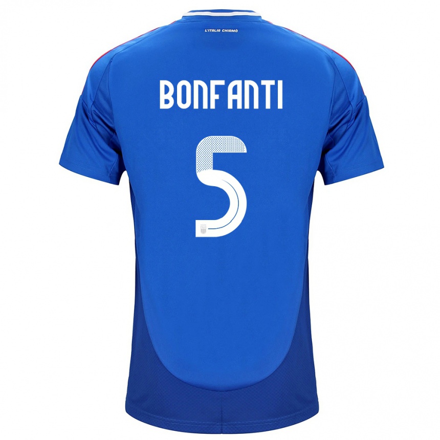 Men Football Italy Giovanni Bonfanti #5 Blue Home Jersey 24-26 T-Shirt Uk