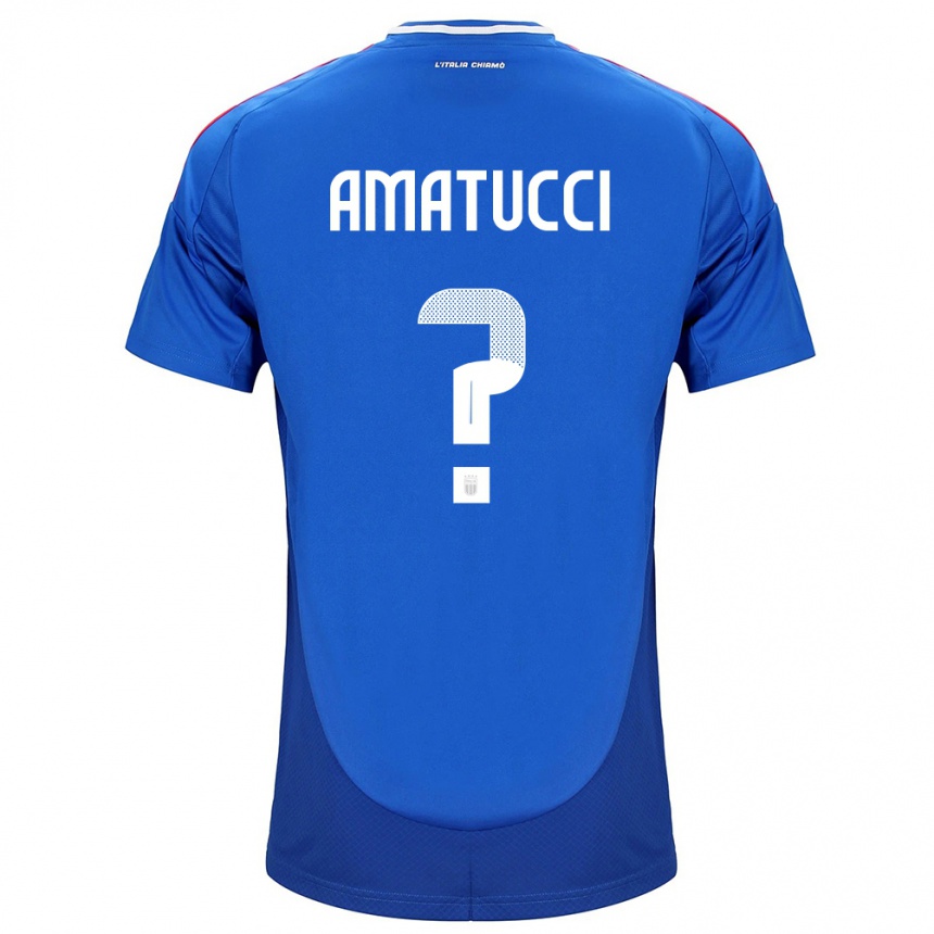 Men Football Italy Lorenzo Amatucci #0 Blue Home Jersey 24-26 T-Shirt Uk