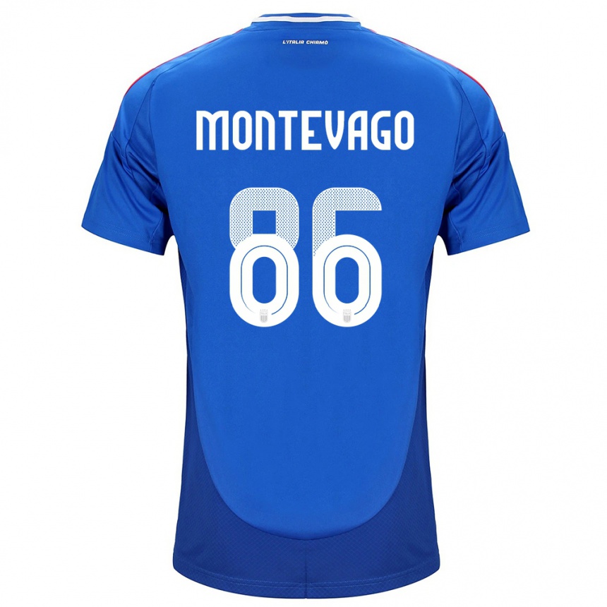 Men Football Italy Daniele Montevago #86 Blue Home Jersey 24-26 T-Shirt Uk