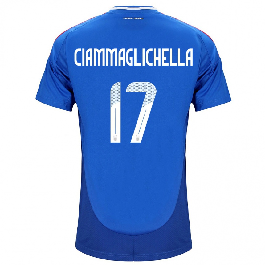 Men Football Italy Aaron Ciammaglichella #17 Blue Home Jersey 24-26 T-Shirt Uk