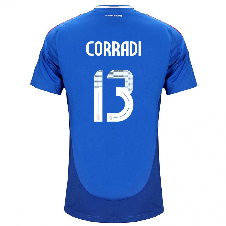 Men Football Italy Christian Corradi #13 Blue Home Jersey 24-26 T-Shirt Uk