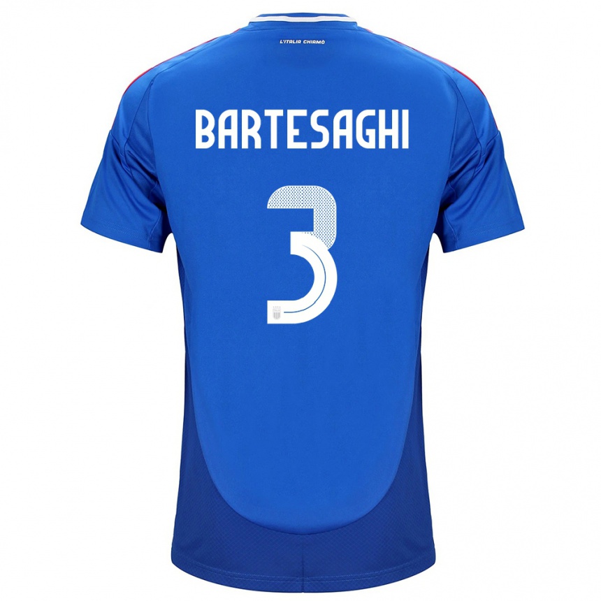 Men Football Italy Davide Bartesaghi #3 Blue Home Jersey 24-26 T-Shirt Uk