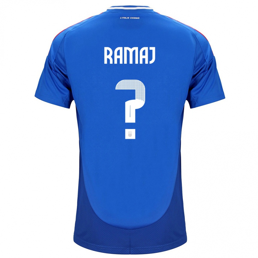 Men Football Italy Gabriel Ramaj #0 Blue Home Jersey 24-26 T-Shirt Uk