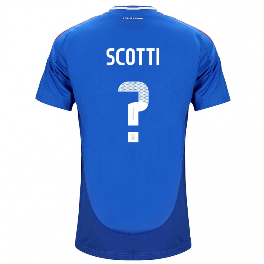 Men Football Italy Filippo Scotti #0 Blue Home Jersey 24-26 T-Shirt Uk