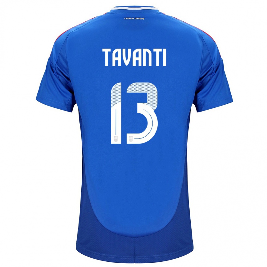 Men Football Italy Samuele Tavanti #13 Blue Home Jersey 24-26 T-Shirt Uk