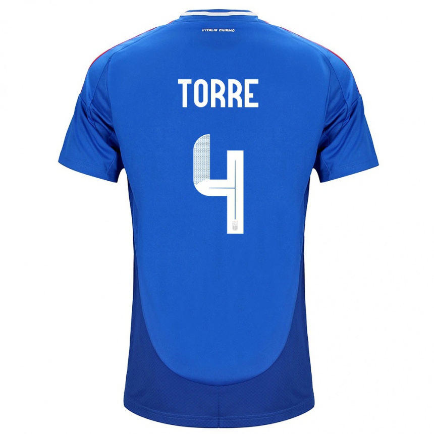 Men Football Italy Pietro La Torre #4 Blue Home Jersey 24-26 T-Shirt Uk