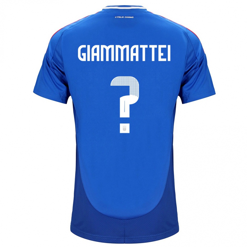 Men Football Italy Gioele Giammattei #0 Blue Home Jersey 24-26 T-Shirt Uk