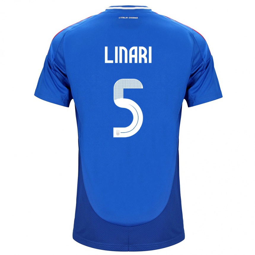 Men Football Italy Elena Linari #5 Blue Home Jersey 24-26 T-Shirt Uk