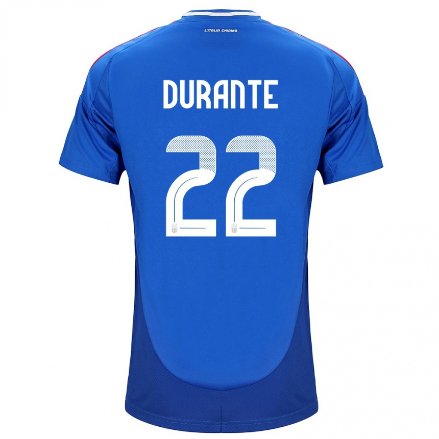 Men Football Italy Francesca Durante #22 Blue Home Jersey 24-26 T-Shirt Uk