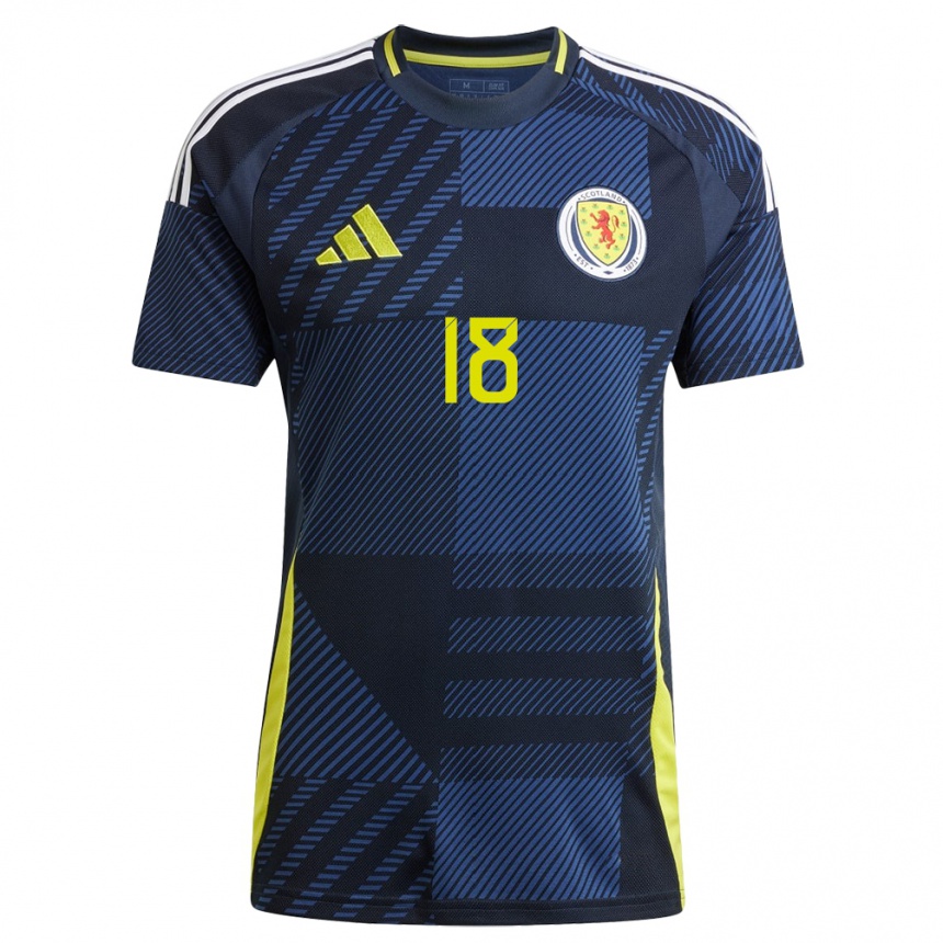 Men Football Scotland Lewis Ferguson #18 Dark Blue Home Jersey 24-26 T-Shirt Uk