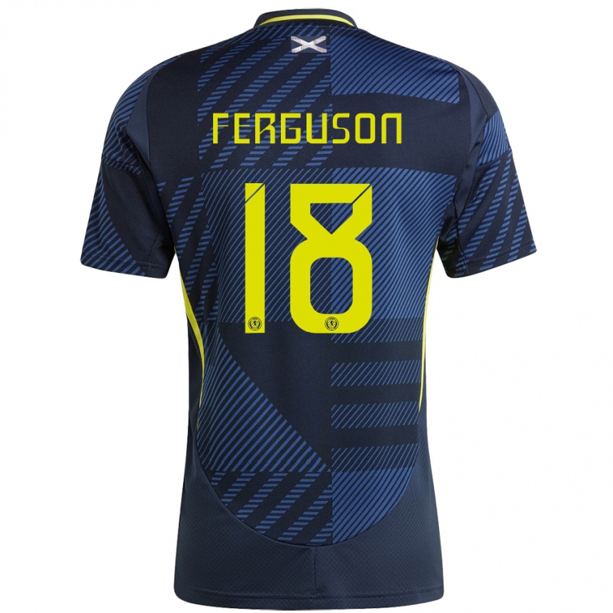 Men Football Scotland Lewis Ferguson #18 Dark Blue Home Jersey 24-26 T-Shirt Uk