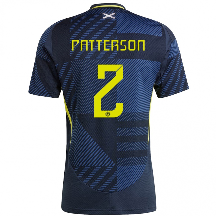 Men Football Scotland Nathan Patterson #2 Dark Blue Home Jersey 24-26 T-Shirt Uk