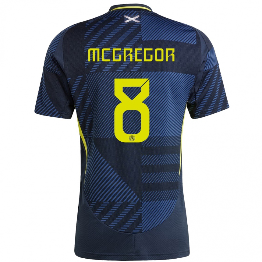 Men Football Scotland Callum Mcgregor #8 Dark Blue Home Jersey 24-26 T-Shirt Uk