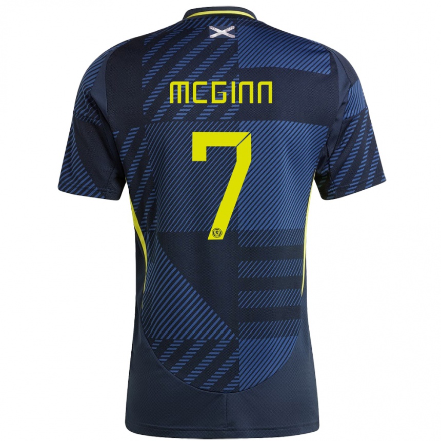 Men Football Scotland John Mcginn #7 Dark Blue Home Jersey 24-26 T-Shirt Uk