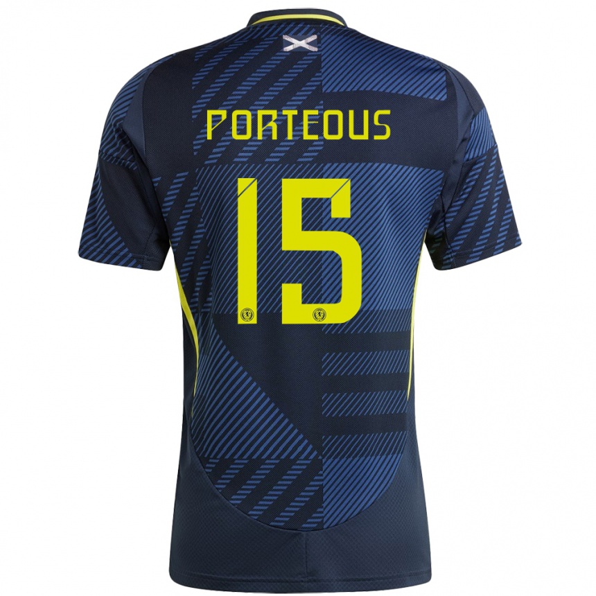 Men Football Scotland Ryan Porteous #15 Dark Blue Home Jersey 24-26 T-Shirt Uk