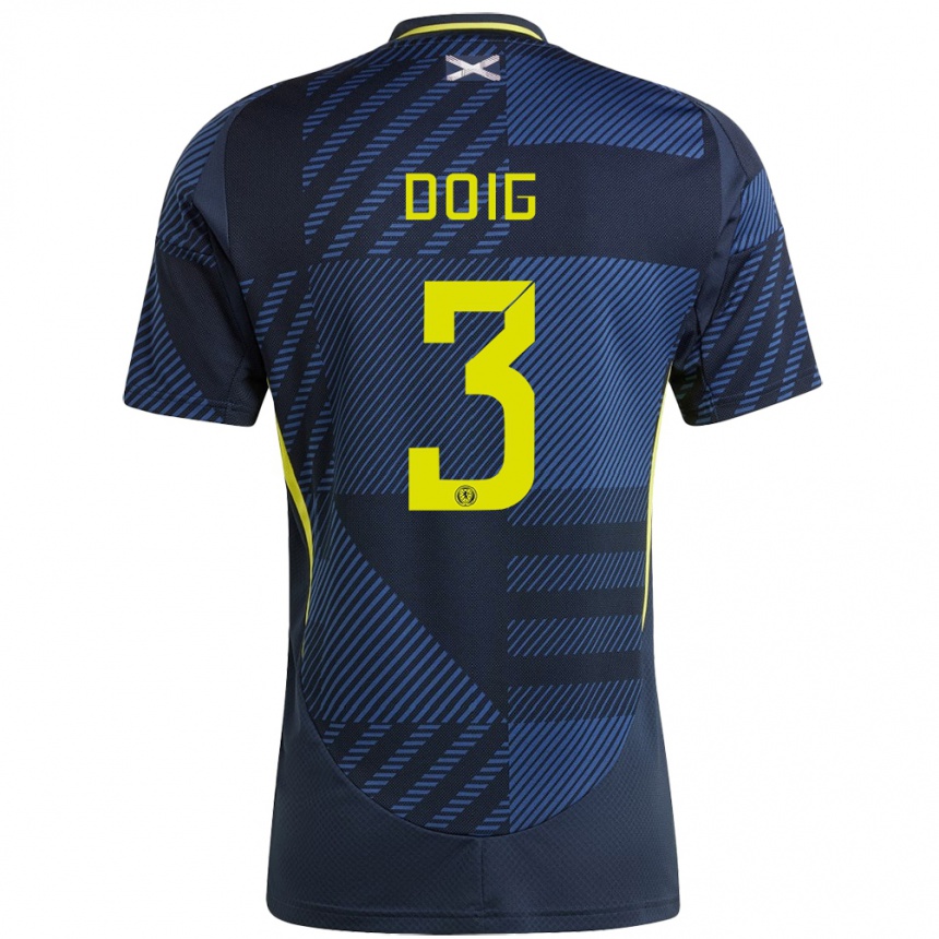 Men Football Scotland Josh Doig #3 Dark Blue Home Jersey 24-26 T-Shirt Uk