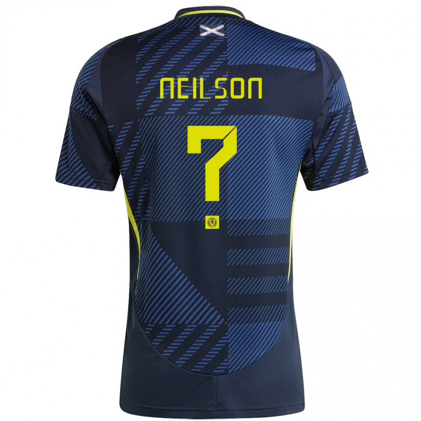 Men Football Scotland Lewis Neilson #0 Dark Blue Home Jersey 24-26 T-Shirt Uk