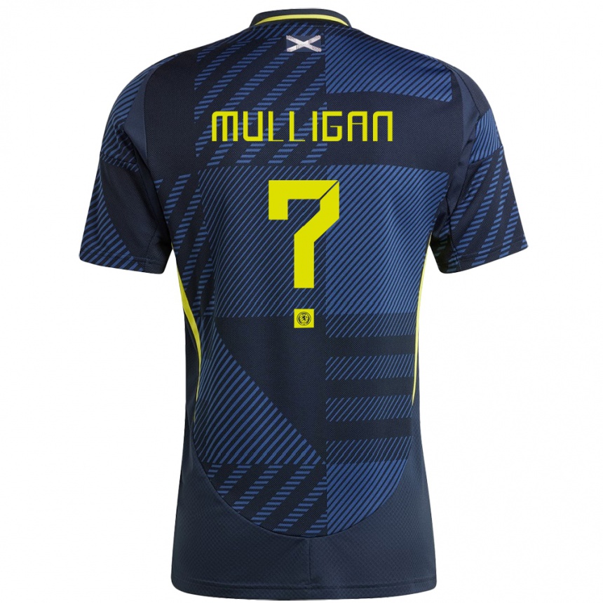 Men Football Scotland Josh Mulligan #0 Dark Blue Home Jersey 24-26 T-Shirt Uk