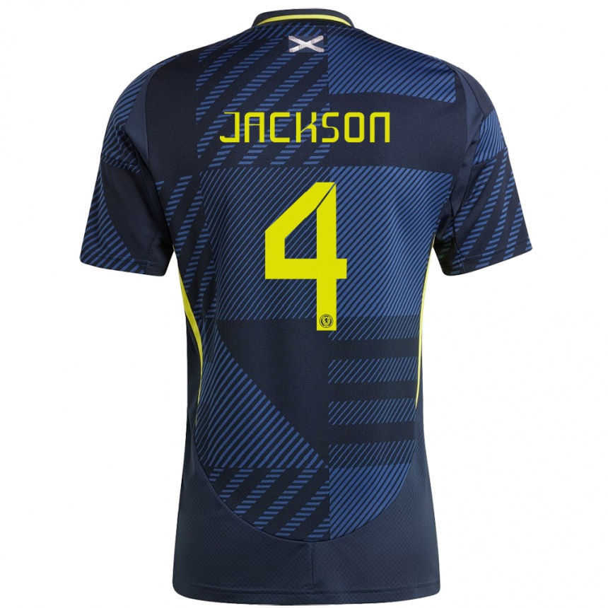 Men Football Scotland Louis Jackson #4 Dark Blue Home Jersey 24-26 T-Shirt Uk