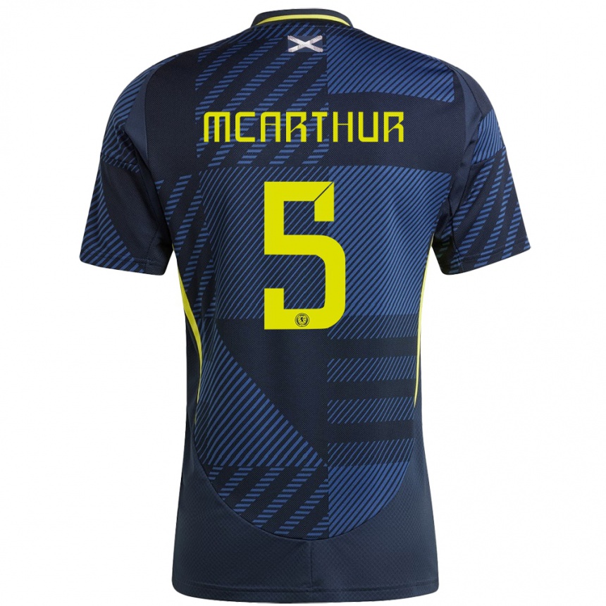 Men Football Scotland Charlie Mcarthur #5 Dark Blue Home Jersey 24-26 T-Shirt Uk