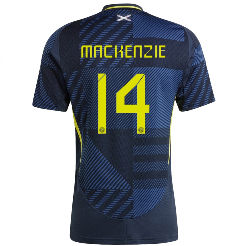 Men Football Scotland Magnus Mackenzie #14 Dark Blue Home Jersey 24-26 T-Shirt Uk