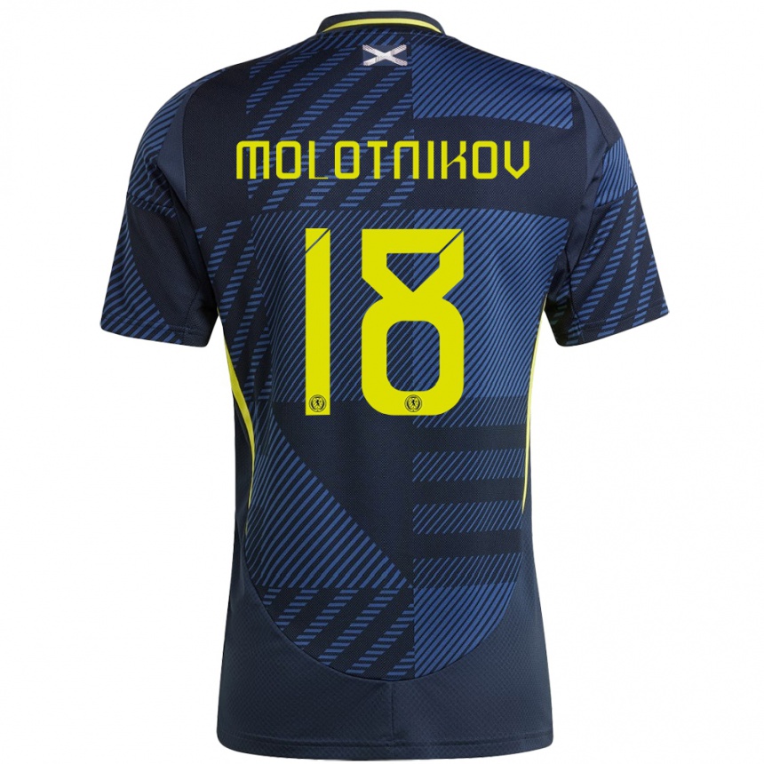 Men Football Scotland Rudi Molotnikov #18 Dark Blue Home Jersey 24-26 T-Shirt Uk