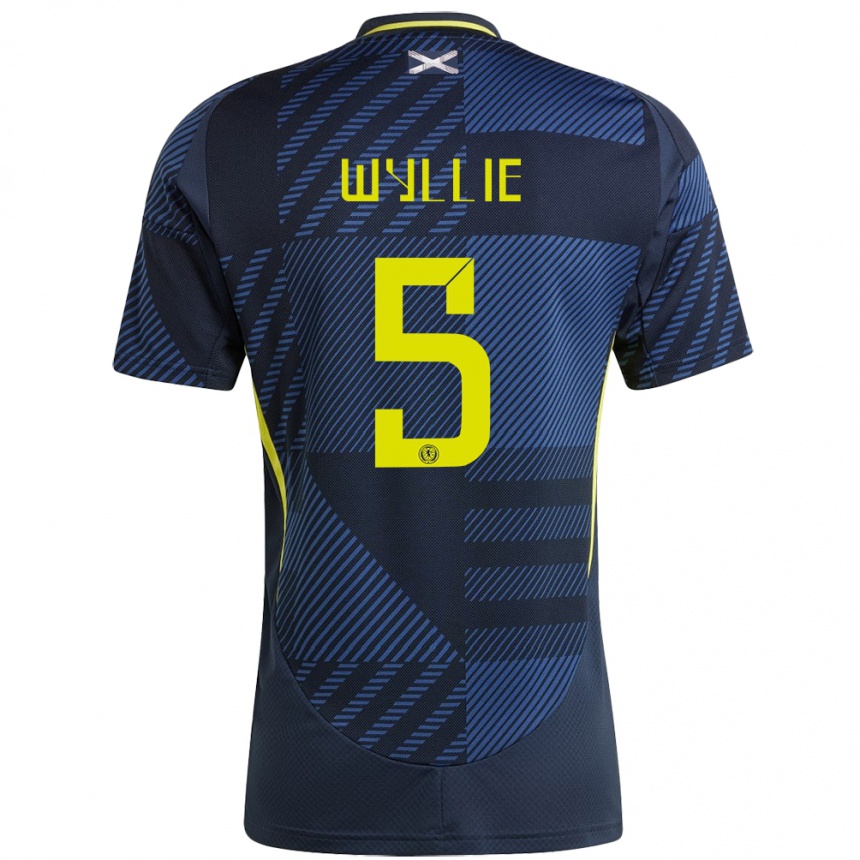 Men Football Scotland Jack Wyllie #5 Dark Blue Home Jersey 24-26 T-Shirt Uk