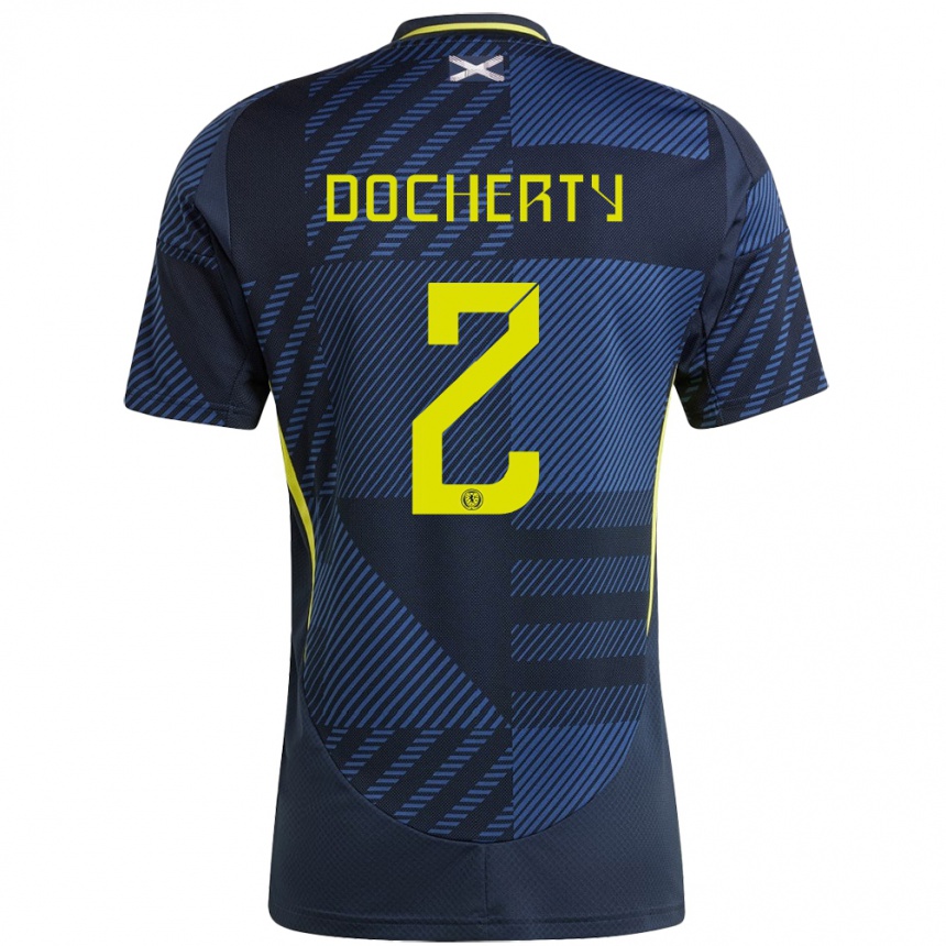 Men Football Scotland Nicola Docherty #2 Dark Blue Home Jersey 24-26 T-Shirt Uk