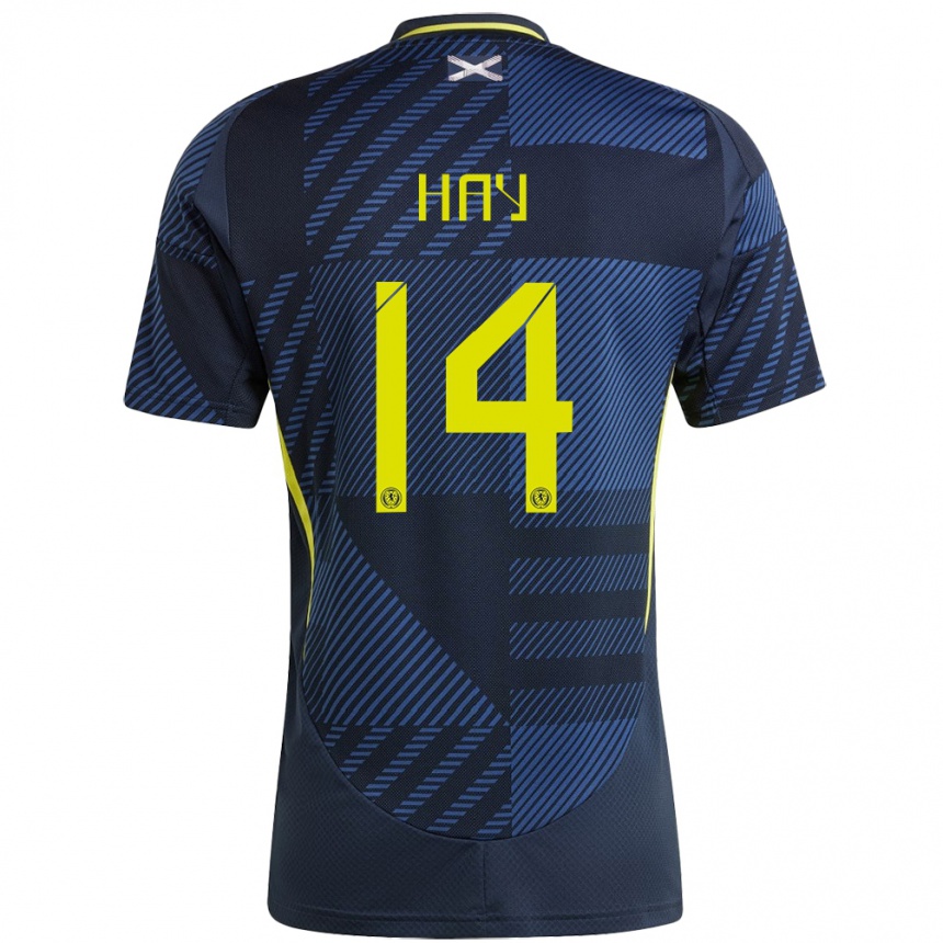 Men Football Scotland Brogan Hay #14 Dark Blue Home Jersey 24-26 T-Shirt Uk