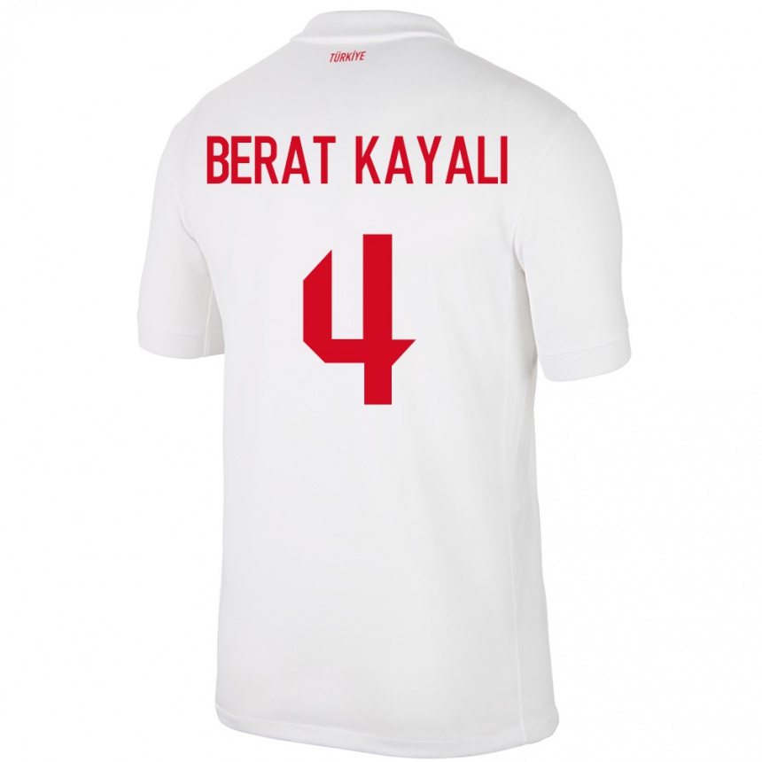 Men Football Turkey Hasan Berat Kayalı #4 White Home Jersey 24-26 T-Shirt Uk