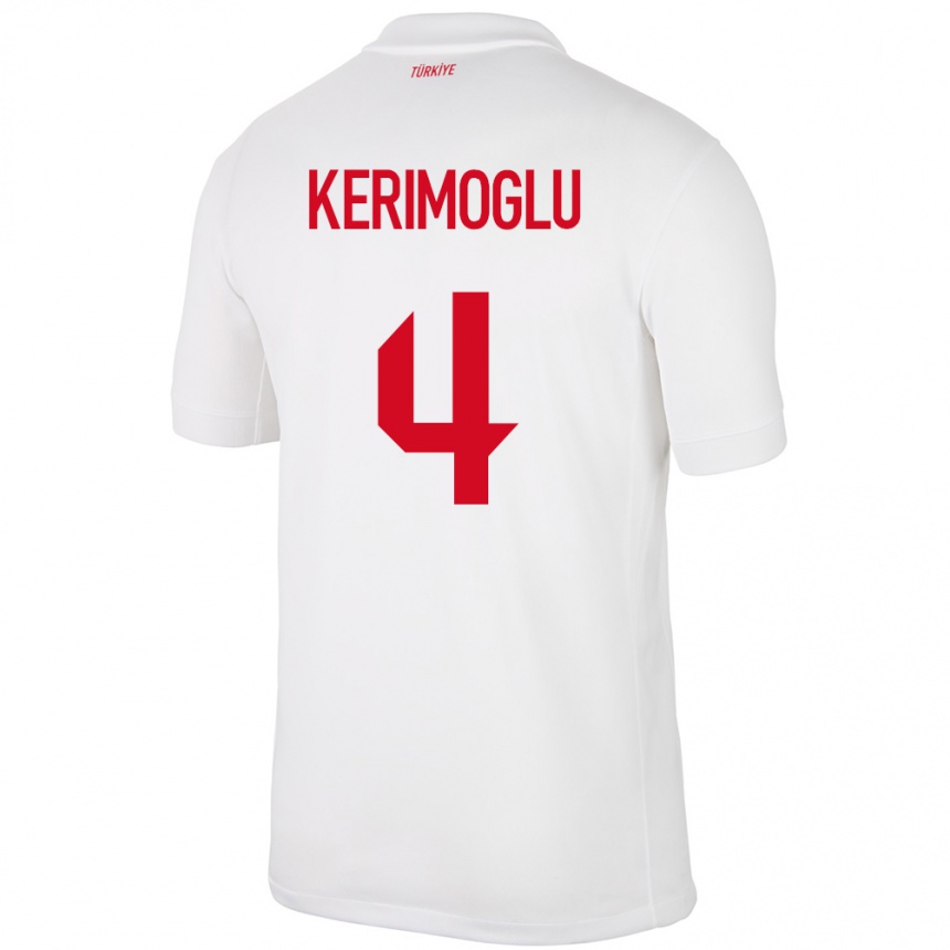 Men Football Turkey Zeynap Kerimoğlu #4 White Home Jersey 24-26 T-Shirt Uk