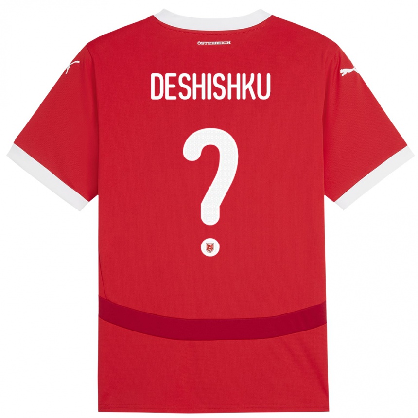 Men Football Austria Hasan Deshishku #0 Red Home Jersey 24-26 T-Shirt Uk