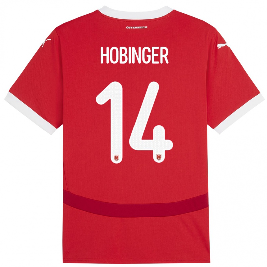 Men Football Austria Marie Höbinger #14 Red Home Jersey 24-26 T-Shirt Uk