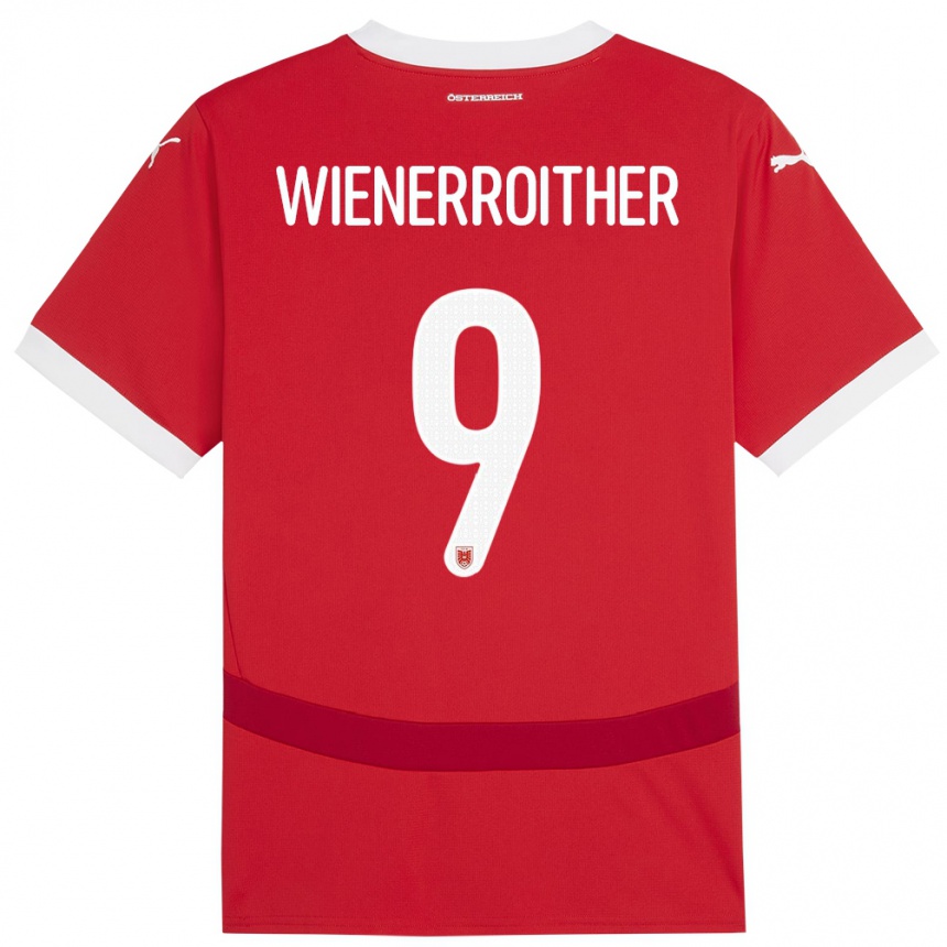 Men Football Austria Katja Wienerroither #9 Red Home Jersey 24-26 T-Shirt Uk